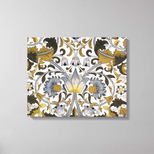 William Morris Lodden Bloempatroon: Blauwe Goud  Canvas Afdruk (Voorkant)