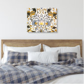 William Morris Lodden Bloempatroon: Blauwe Goud  Canvas Afdruk (Insitu (Slaapkamer))