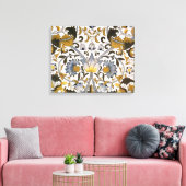William Morris Lodden Bloempatroon: Blauwe Goud  Canvas Afdruk (Insitu (Woonkamer))
