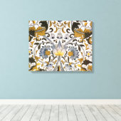 William Morris Lodden Bloempatroon: Blauwe Goud  Canvas Afdruk (Insitu (Houten vloer))