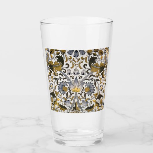 William Morris Lodden Bloempatroon: Blauwe Goud Glas (Voorkant)