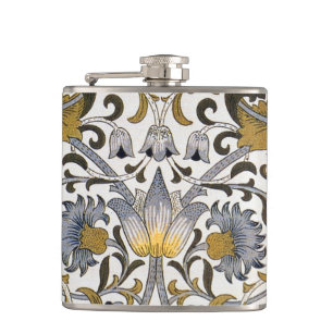 William Morris Lodden Bloempatroon: Blauwe Goud  Heupfles