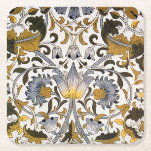 William Morris Lodden Bloempatroon: Blauwe Goud Kartonnen Onderzetters