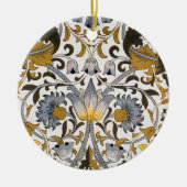 William Morris Lodden Bloempatroon: Blauwe Goud Keramisch Ornament (Voorkant)