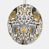 William Morris Lodden Bloempatroon: Blauwe Goud Keramisch Ornament (Links)
