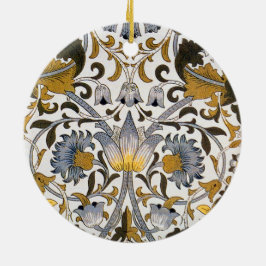 William Morris Lodden Bloempatroon: Blauwe Goud  Keramisch Ornament