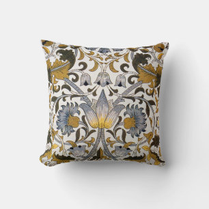 William Morris Lodden Bloempatroon: Blauwe Goud  Kussen