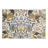 William Morris Lodden Bloempatroon: Blauwe Goud Kussensloop (Achterkant)