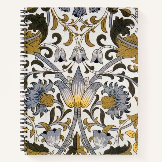William Morris Lodden Bloempatroon: Blauwe Goud Notitieboek (Voorkant)