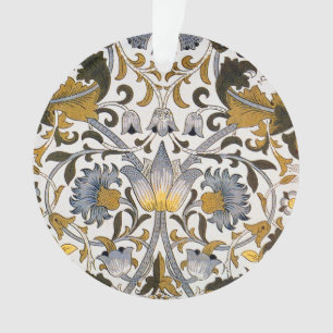 William Morris Lodden Bloempatroon: Blauwe Goud Ornament