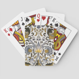 William Morris Lodden Bloempatroon: Blauwe Goud Pokerkaarten