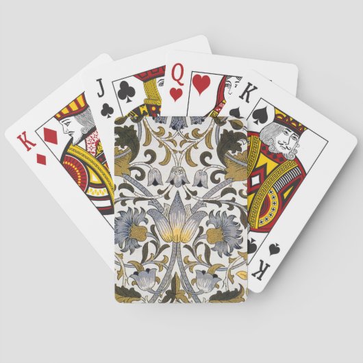 William Morris Lodden Bloempatroon: Blauwe Goud  Pokerkaarten (Achterkant)