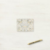William Morris Lodden Bloempatroon: Blauwe Goud Post-it® Notes (Op bureau)
