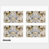 William Morris Lodden Bloempatroon: Blauwe Goud Rechthoekige Sticker (Vel)