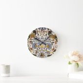 William Morris Lodden Bloempatroon: Blauwe Goud  Ronde Klok (Huis)
