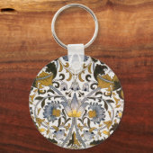 William Morris Lodden Bloempatroon: Blauwe Goud Sleutelhanger (Voorkant)