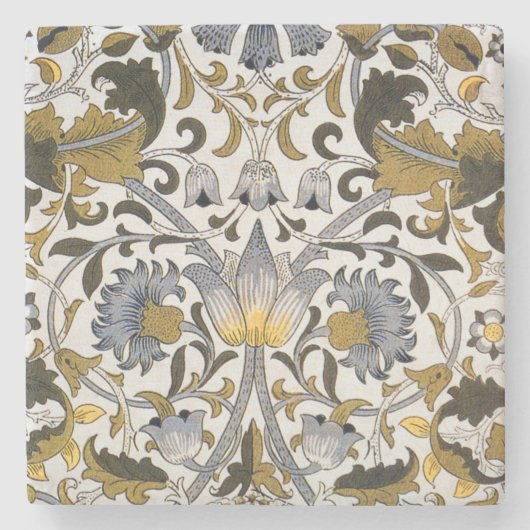 William Morris Lodden Bloempatroon: Blauwe Goud Stenen Onderzetter (Voorkant)