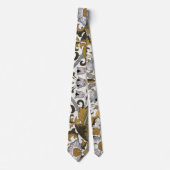 William Morris Lodden Bloempatroon: Blauwe Goud Stropdas (Voorkant)