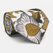 William Morris Lodden Bloempatroon: Blauwe Goud Stropdas (Opgerold)