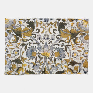 William Morris Lodden Bloempatroon: Blauwe Goud Theedoek