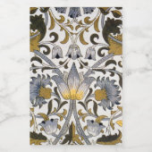William Morris Lodden Bloempatroon: Blauwe Goud Voedselcontainer Etiket (Enkel label)