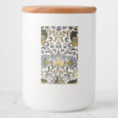 William Morris Lodden Bloempatroon: Blauwe Goud Voedselcontainer Etiket (Voorkant)