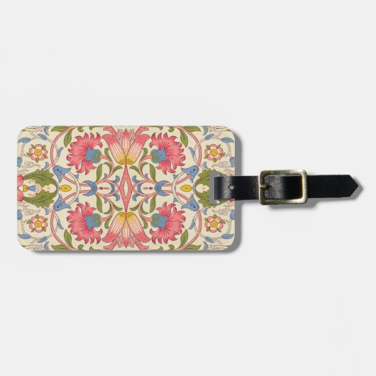 William Morris Lodden Bloempatroon Pastel Bagagelabel (Voorkant horizontaal)