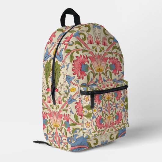 William Morris Lodden Bloempatroon Pastel Bedrukte Rugzak (Achterkant Hoek Links)