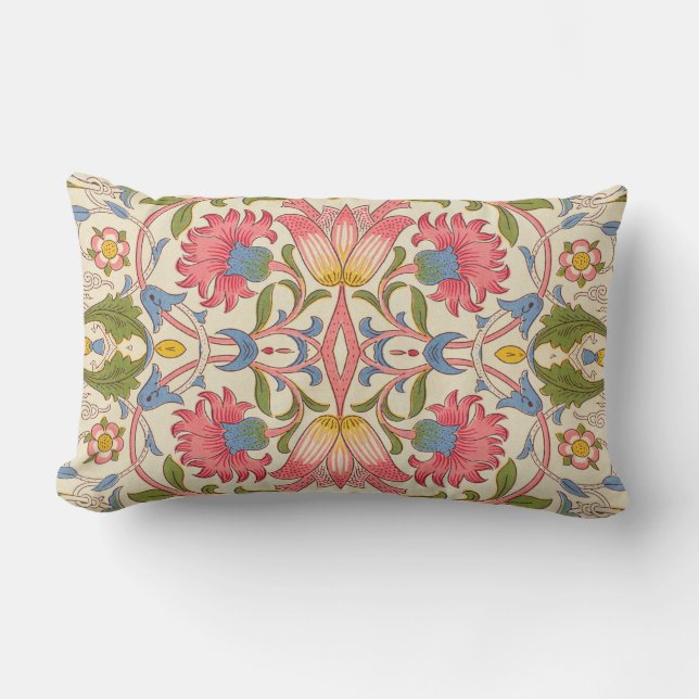 William Morris Lodden Bloempatroon Pastel  Kussen (Voorkant)