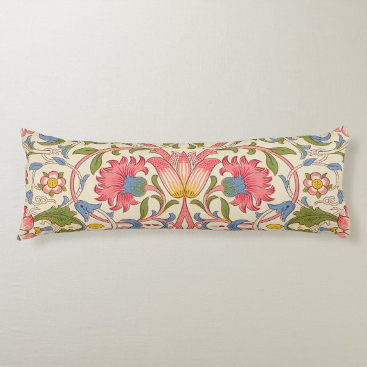 William Morris Lodden Bloempatroon Pastel Lichaamskussen (Voorkant)