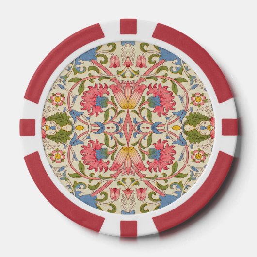 William Morris Lodden Bloempatroon Pastel Poker Chips (Voorkant)