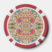 William Morris Lodden Bloempatroon Pastel Poker Chips (Achterkant)
