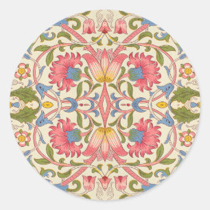 William Morris Lodden Bloempatroon Pastel Ronde Sticker