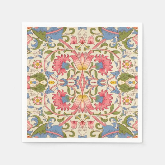 William Morris Lodden Bloempatroon Pastel Servet (Voorkant)
