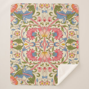 William Morris Lodden Bloempatroon Pastel  Sherpa Deken