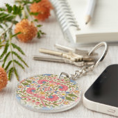 William Morris Lodden Bloempatroon Pastel Sleutelhanger (Voorkant Rechts)