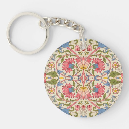 William Morris Lodden Bloempatroon Pastel Sleutelhanger (Voorkant)