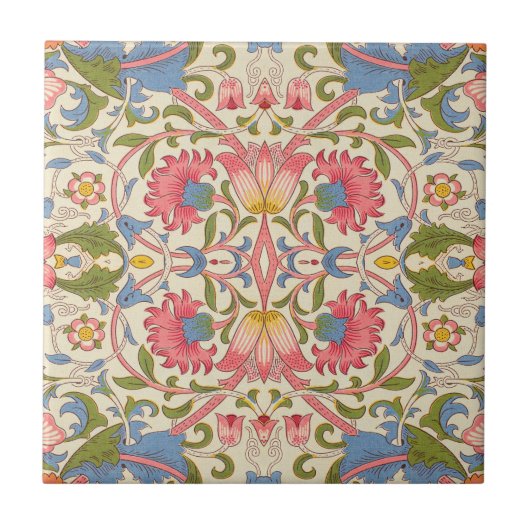 William Morris Lodden Bloempatroon Pastel Tegeltje (Voorkant)
