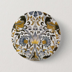 william morris lodden bloemrijke bloem textiel ronde button 5,7 cm