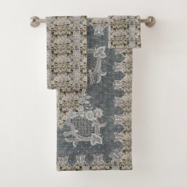 William Morris Lodden Grijs Gouden Kant Bad Handdoek