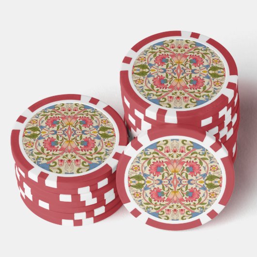 William Morris Lodden Spring Wallpaper Art Poker Chips (Opstapeling)