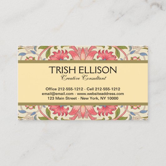 William Morris Lodden Spring Wallpaper Art Visitekaartje (Achterkant)