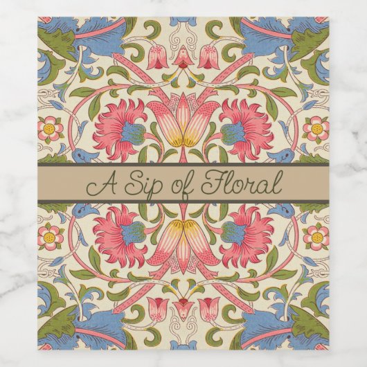 William Morris Lodden Spring Wallpaper Art Wijn Etiket (Enkel label)