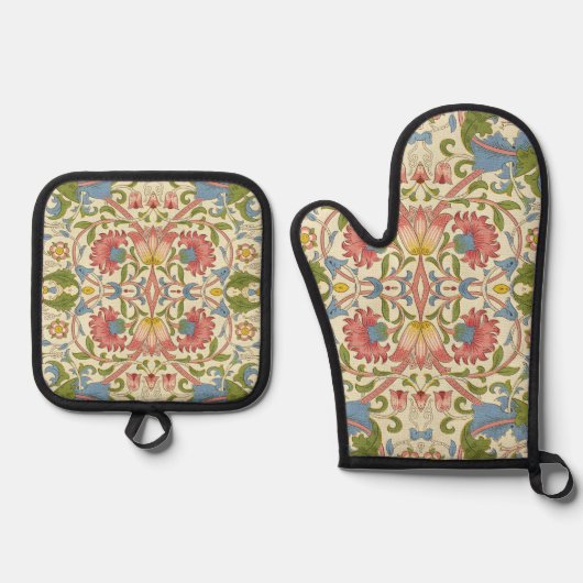 William Morris Loddon Blossom Floral Patterns Ovenwant & Pannenlap Set (Voorkant)