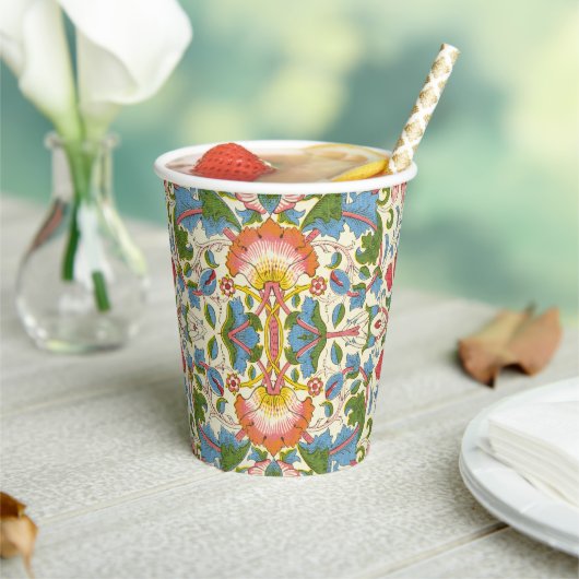 William Morris Loddon Blossom Floral Patterns Papieren Bekers (Insitu)