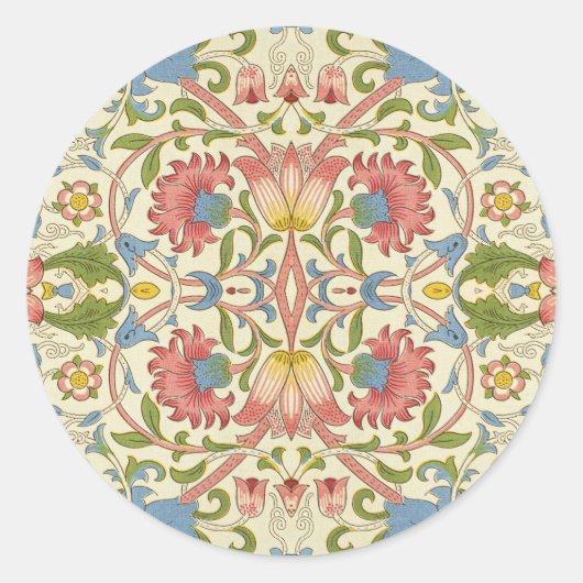 William Morris Loddon Blossom Floral Patterns Ronde Sticker (Voorkant)