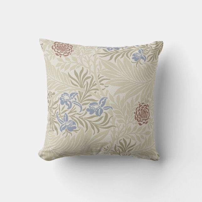 William Morris Lt Blue & Rust Larkspur Patroon Kussen (Voorkant)