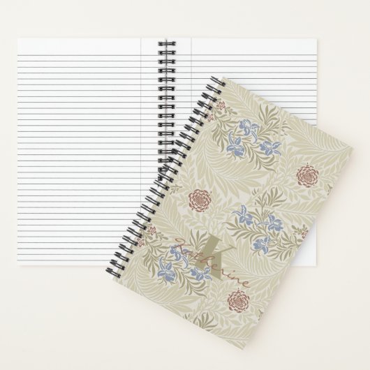 William Morris Lt Blue & Rust Larkspur Patroon Notitieboek (Binnen)