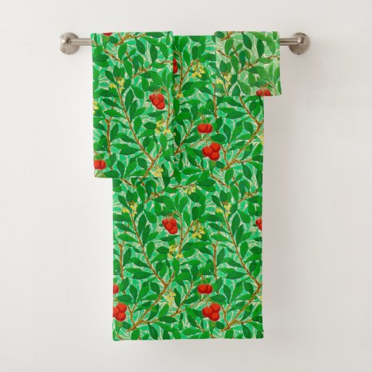 William Morris Lychee Tree Pattern, Light Green Bad Handdoek (Insitu)