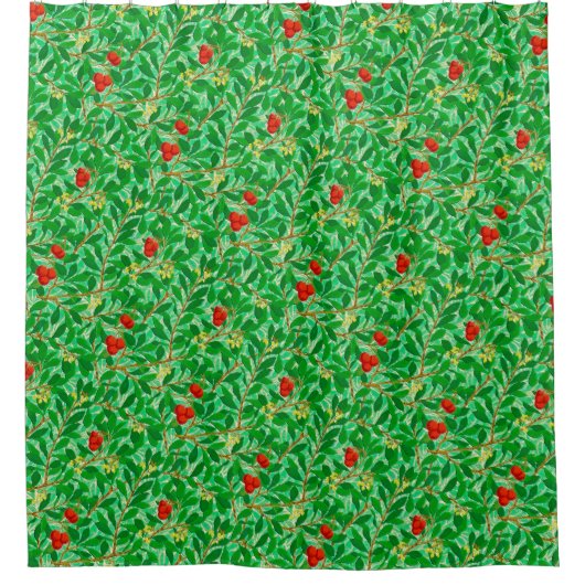 William Morris Lychee Tree Pattern, Light Green Douchegordijn (Voorkant)